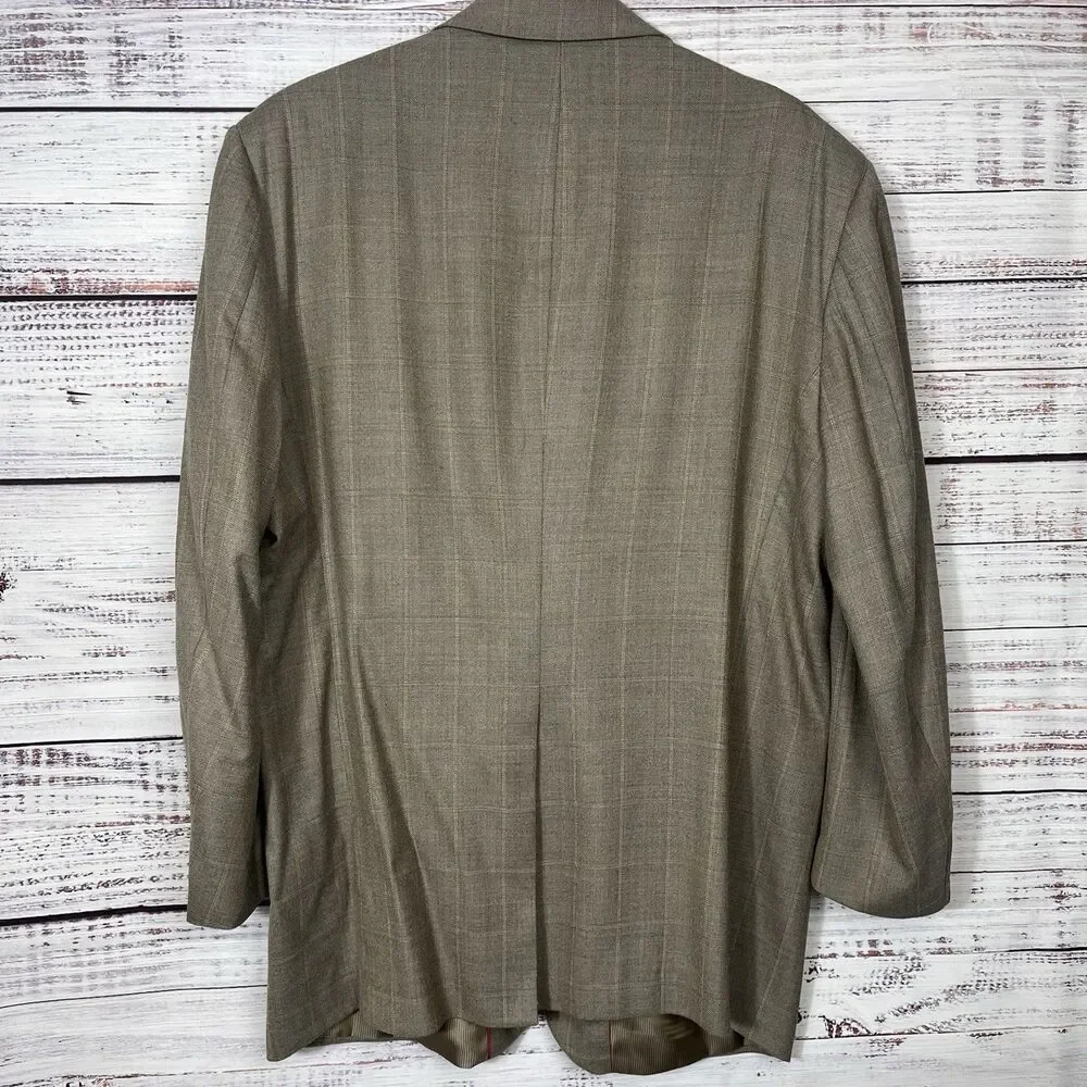 Pendleton Blazer Jacket Mens 46R Brown Glen Plaid Wool 2 Button Lined Suit Coat